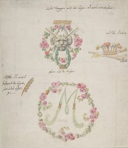 Ornamental design til porcelæn, 1700-tallet. af Anonymous,.
