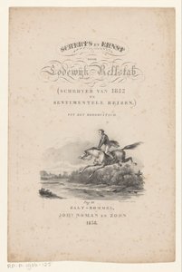 Hesten hopper over floden Titelside for: Lodewijk Rellstab, drillerier og alvor, 1838 af Anonymous