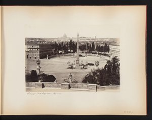 Piazza del Popolo i Rom, med Peterskirken i baggrunden, Italien Piazza del Popolo. Roma (titel på objekt) af Anonymous