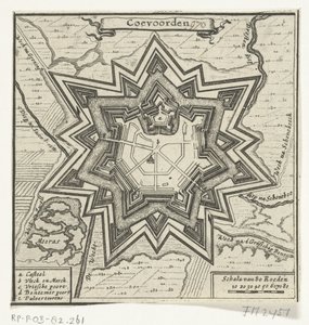 Kort over Coevorden, 1672 Coevoorden (titel på objekt) af Anonymous