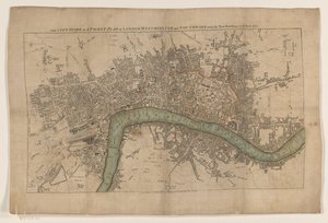 Plattegrond af London, 1761 Byguiden eller en lommeplan over London, Westminster og Southwark med de nye bygninger til år 1761 (titel på objekt) af Anonymous