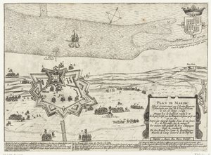 Kort over Fort Mardijk, 1645 Planlæg Mardic (titel på objekt) af Anonymous