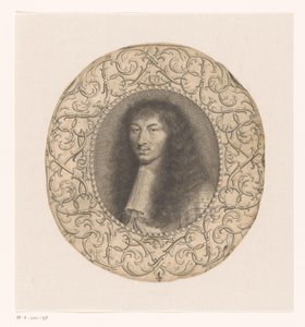Portræt af Ludvig XIV omgivet af en dekorativ ramme med arabesker af Anonymous