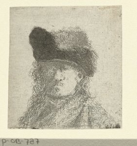 Portræt af Rembrandt med pelshat af Anonymous