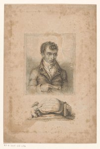 Portræt af Robert Mount, London bogbinder og tryksælger R. Mount, Bookbinder, Printseller & Portfolio Maker (titel på objekt) af Anonymous