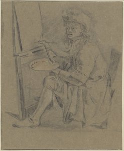 Portræt af Thomas Wijck, foran hans staffeli af Anonymous