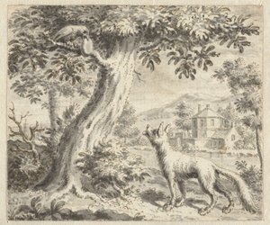 Ravn og ræven Design til illustrationer til en udgave af Jean de la Fontaines Fabler (serietitel) af Anonymous