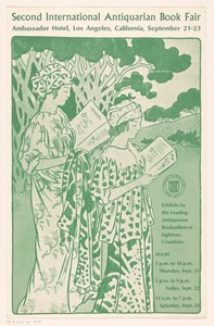 Reclamebiljet for den Second International Antiquarian Book Fair i Los Angeles Anden internationale antikvariske bogmesse (titel på objekt) af Anonymous