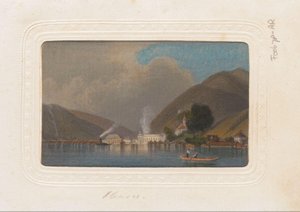 Gengivelse af et print af en udsigt over Ebensee i Østrig af Anonymous
