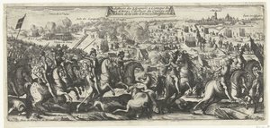 Ruiter Gevecht bij Arras, 1640 Spaniernes nederlag ved angrebet på belejringen af ​​Arras Konvojens ankomst og overgivelsen af ​​byen Arras til kongens lydighed (titel på objektet) af Anonymous