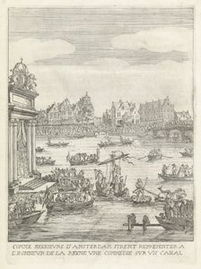 Schouwspel op de Amstel Da Gentlemen of Amsterdam fik opført en komedie på en kanal til ære for dronningen (titel på objektet) Historien om indtoget af den mest kristne konges dronningemoder i de forenede provinser i Holland. (serietitel) af Anonymous