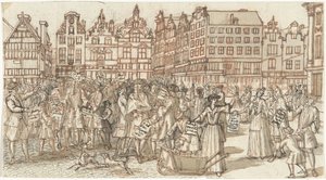 Kreditor og fattigmand, 1720 The Great Scene of Folly (serietitel) af Anonymous