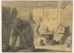 Scene i et gårdinteriør af Anonymous