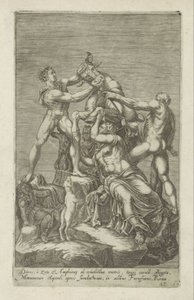 Skulptur af Dirce die på en stier er bundet Farnese Stier Dirces, til Zeto og Amphion for hans mors hævn (...) (titel på objektet) Antikke skulpturer i Rom (serietitel) Ikoner af de gamle statuer af byen Rom, som ses på offentlige steder af Anonymous
