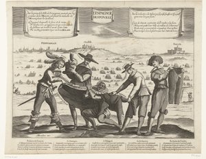 Tegneserie af spanierne efter tabet af Breda, Thionville, Perpignan, Portugal og Catalonien, 1643 L