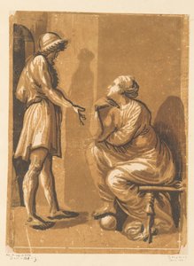 Stående mand og siddende kvinde Kunstner Raphael og hans elskerinde af Anonymous
