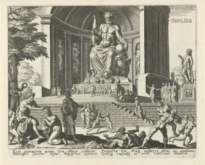 Statue af Zeus i Olympia Olympy Iovis simvlacrvm (titel på objekt) Verdens otte vidundere (serietitel) af Anonymous