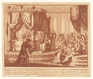 Dødslejet af kejserinde Eleanor af Pfalz-Neuburg, 19. januar 1720 Kyserinens døende Eleonora Magdalena Theresa Woad. af Kyser Leopold i en alder af 65 Iaren (...) (titel på objekt) af Anonymous