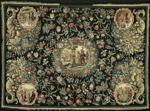 Dug med Josephs historie og et blomstermønster af Anonymous