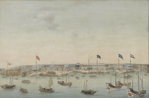 Tre udsigter over Pearl River: Canton, Macao, Whampoa Udsigt over Roadstead of Canton af Anonymous