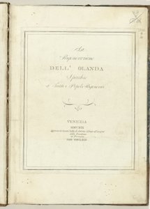 Sidetitel for: The regeneration of Holland, 1799 Hollands regeneration: et spejl til alle regenererede folk (titel på objekt) Hollandia Regenerata (Italiensk kopie) (serietitel) af Anonymous