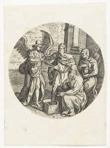 Tobias og hans far giver penge til englen Historien om Tobias (serietitel) af Anonymous