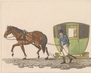 Toeslede, 1810-1825 Lejet slæde, på dåse under navnet Sleede eller Slee (titel på objektet) af Anonymous