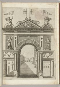 Triumfport med allegoriske figurer og Putti med kæden af ​​det gyldne skind, 1594 af Anonymous
