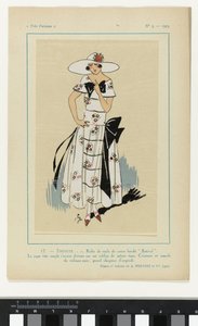 Meget parisisk, 1923, nr. 5: 17.- GENOMHED. - 1. Slørkjole... af Anonymous