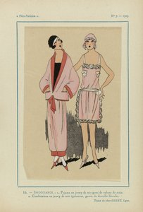 Meget parisisk, 1923, nr. 7: 16.- FORSIGTIGHED. - 1. Pyjamas i silkejersey... af Anonymous