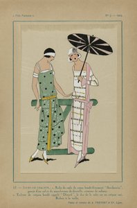 Meget parisisk, 1923, nr. 7: 17.- VARMEDAGE. - 1. Bomuld voile kjole... af Anonymous