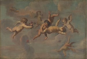 Tumbling Putti med blomster af Anonymous