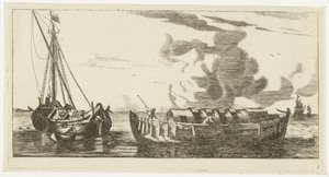 To skibe: en Amsterdam lighter og en Wieringer lighter Havlandskaber og billeder af skibe (serietitel) af Anonymous