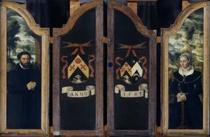 To vinger af en triptykon med portrætterne af Julien de Brouckere og hans kone Elisabeth Canneel af Anonymous