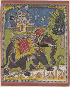 Varaha (Vishnu som orne) rider på en elefant af Anonymous