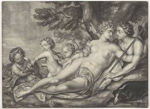 Venus forhindrer Adonis i at jage af Anonymous