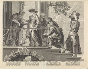 Besøg Maria rejste sig og gik op i bjerget med hast til Juda by og gik ind i Zakarias