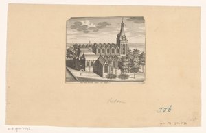 Fugleperspektiv af Oude Kerk i Amsterdam, før 1544 d