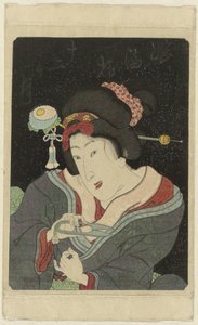 Kvinde klipper sine negle Musume jûni kagetsu (titel på objekt) Imayô afteni kagetsu no uchi (serietitel) af Anonymous