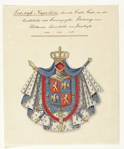 Våbenskjold af Louis Napoleon Bonaparte, konge af Holland Louis Napoleon, ved Guds nåde og kongerigets forfatning, konge af Holland, Connectable af Frankrig (titel på objekt) af Anonymous