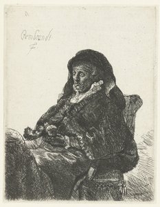 Enke med sorte handsker Rembrandts mor som enke af Anonymous