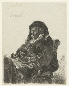 Enke med sorte handsker Rembrandts mor som enke af Anonymous