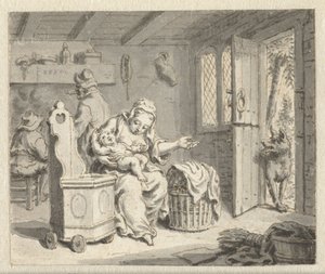 Ulv, moderen og barnet Design til illustrationer til en udgave af Jean de la Fontaines Fabler (serietitel) af Anonymous