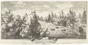 Zeeslag ved Beachy Head, 1690 Søkamp mod englænderne og hollænderne den 10. juli 1690 (titel på objekt) af Anonymous