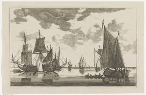 Sejlskibe og slupper på stille hav Seascapes (serietitel) af Anonymous
