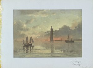 Solopgang efter maleri af C. Frederick Sörensen Ved Skagen Solo indgang. (titel på objekt) af Anonymous