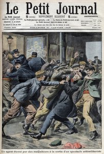 En politimand såret under et antimilitaristisk show i Aubervilliers, forsiden af avisen Petiter Journal 31. januar af Anonymous Anonymous
