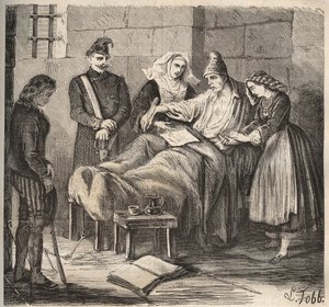 Et bryllup på Rochefort bagne i det 19. århundrede. Indgravering i "Fangernes historie fra deres skabelse til i dag"" (1877) af Pierre Zaccone (1817-1895) (Colonia Penale - Straffekoloni). Privat samling. af Anonymous Anonymous