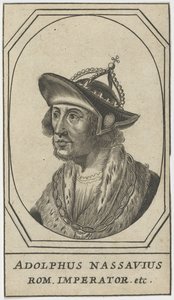 Adolphe de Nassau (1250-1298) - Adolf af Nassau, romernes konge, anonym. Radering, størrelse: 10,8x6,2 af Anonymous Anonymous