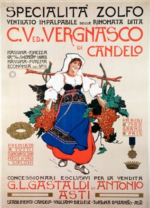 Reklameplakat for svampedræbende svovl produceret af det italienske firma Vergnasco Candelo, 20th Century af Anonymous Anonymous